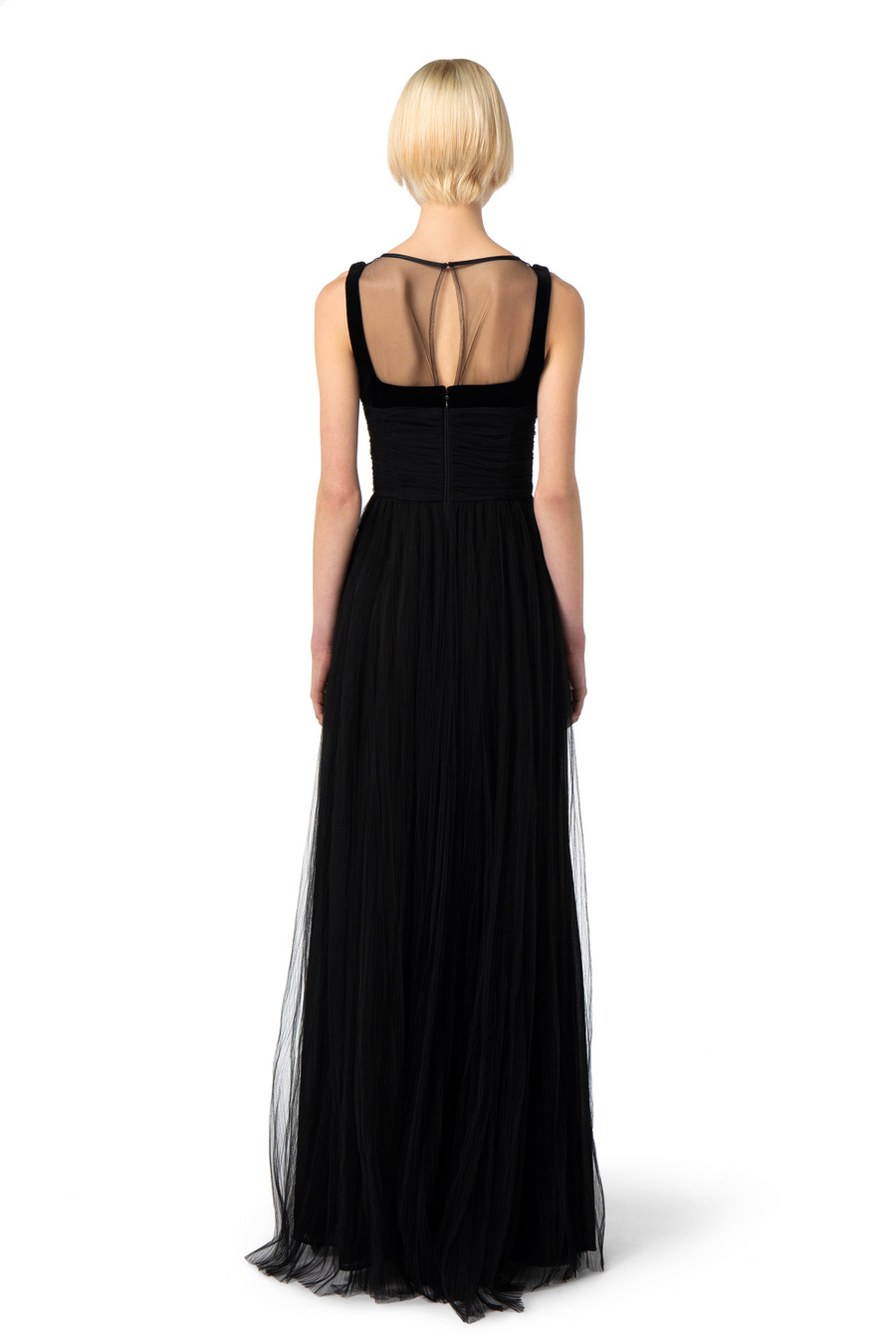 Red Carpet dress in pleated tulle fabric - Elisabetta Franchi® Outlet