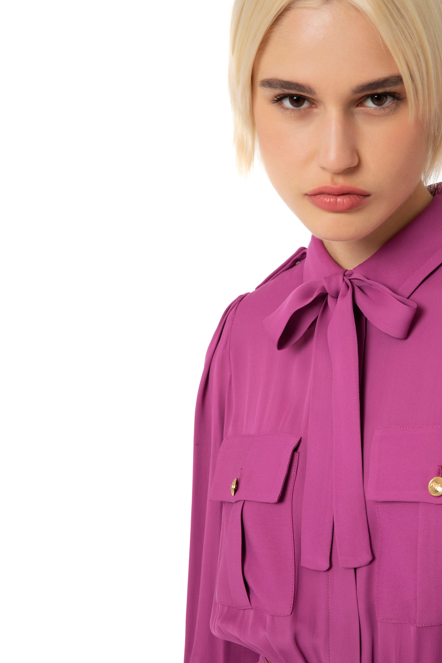 Abito chemisier in georgette - Elisabetta Franchi® Outlet