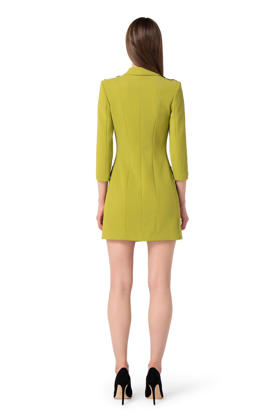 Coat dress in crêpe fabric with flashes - Elisabetta Franchi® Outlet