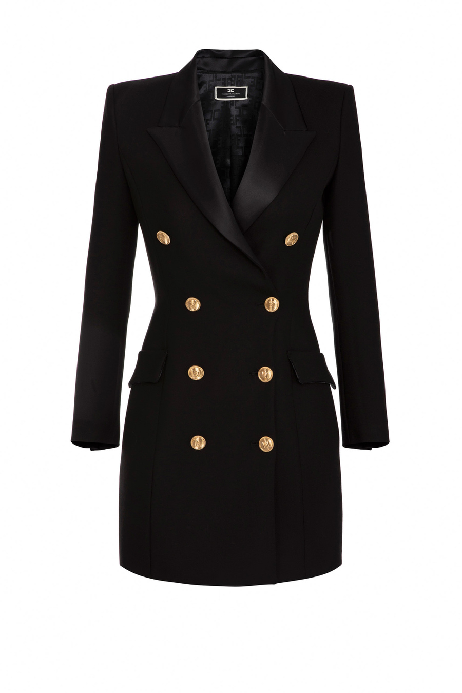 Coat dress in crêpe fabric with lapels - Elisabetta Franchi® Outlet