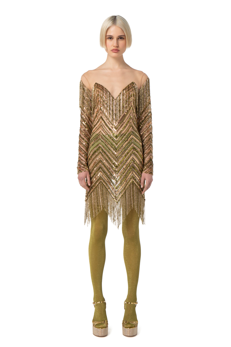 Mini-robe en tulle avec sequins brodés - Elisabetta Franchi® Outlet