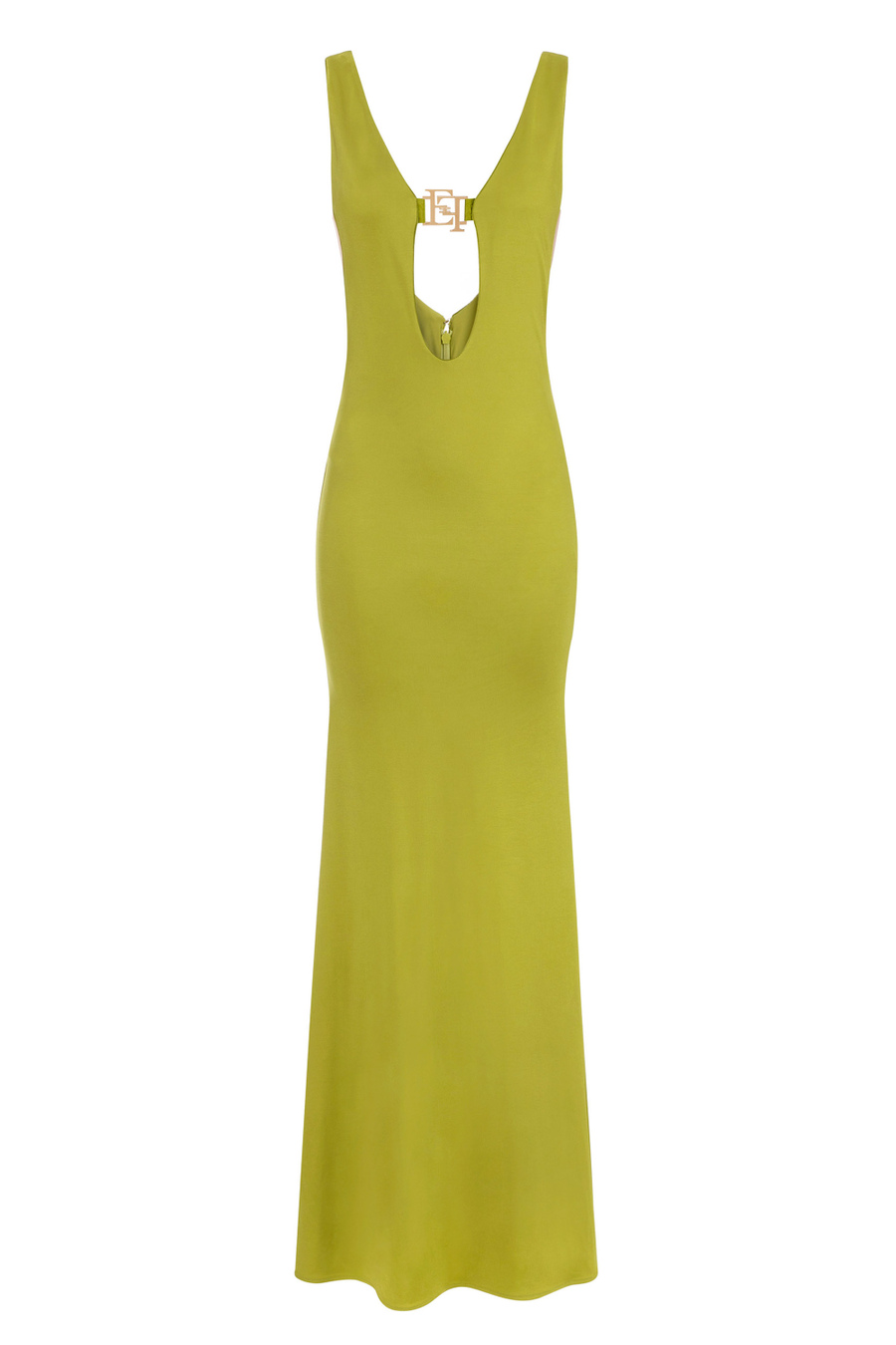 Red Carpet dress in viscose with logo plaque - Elisabetta Franchi® Outlet