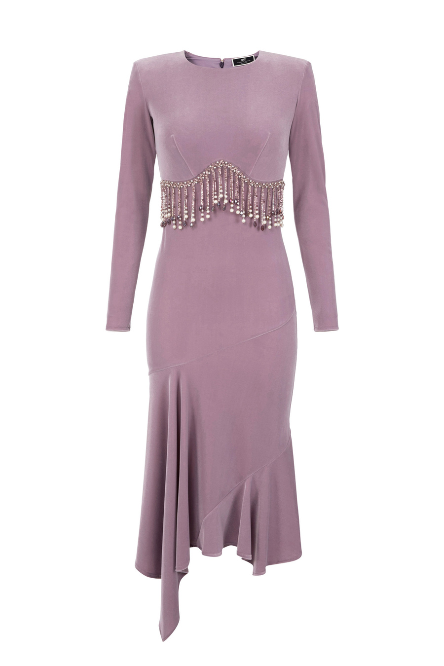 Abito midi in velluto con perline - Elisabetta Franchi® Outlet