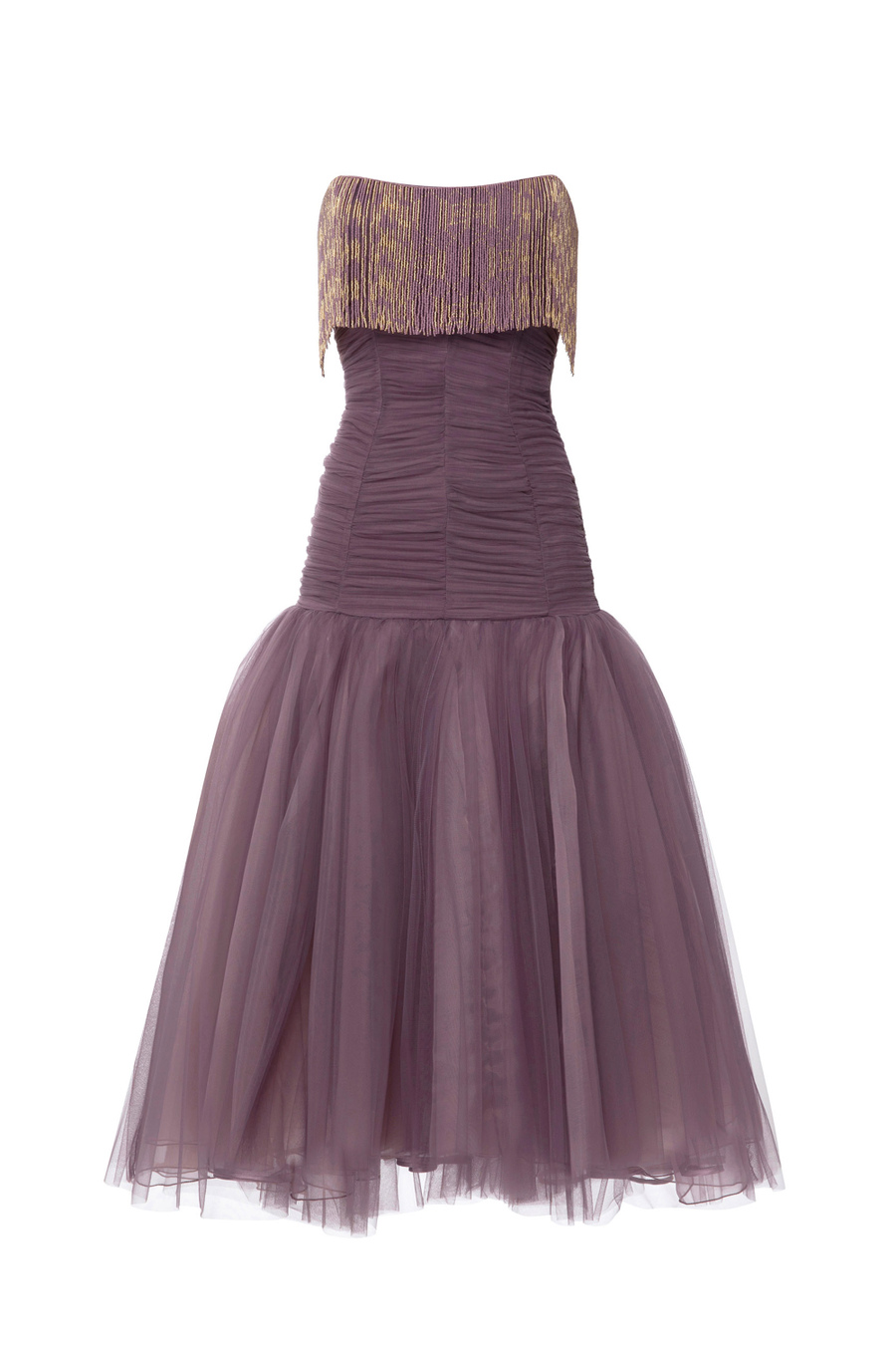 Robe Red Carpet en tulle avec franges - Elisabetta Franchi® Outlet