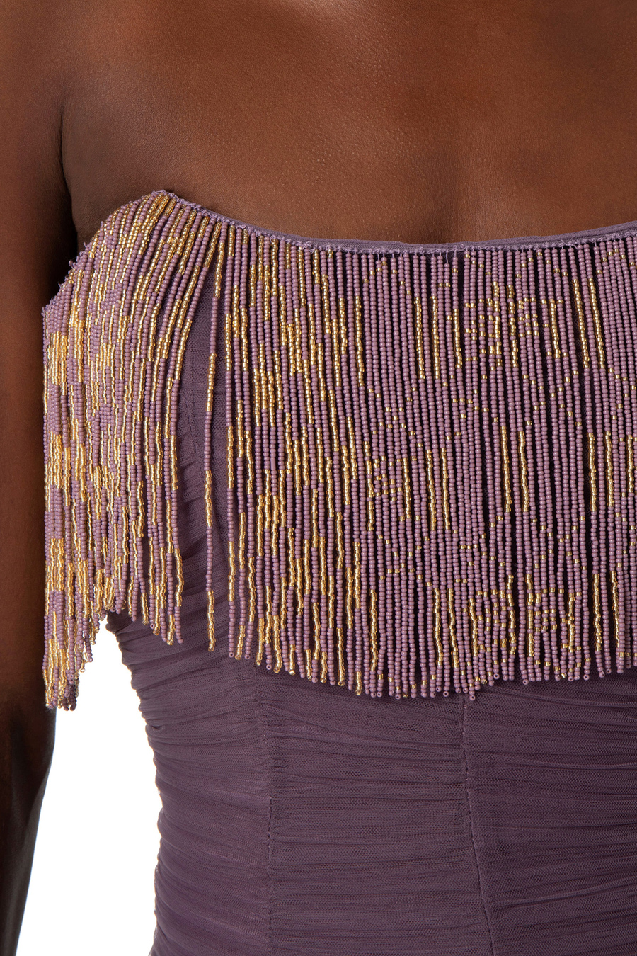 Robe Red Carpet en tulle avec franges - Elisabetta Franchi® Outlet