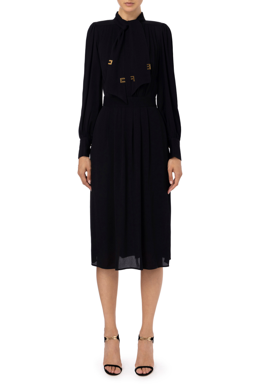 Chemisier en georgette avec écharpe foulard - Elisabetta Franchi® Outlet