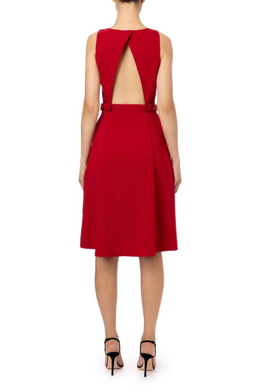 Sleeveless dress with flared skirt and open neckline on the back - Elisabetta Franchi® Outlet