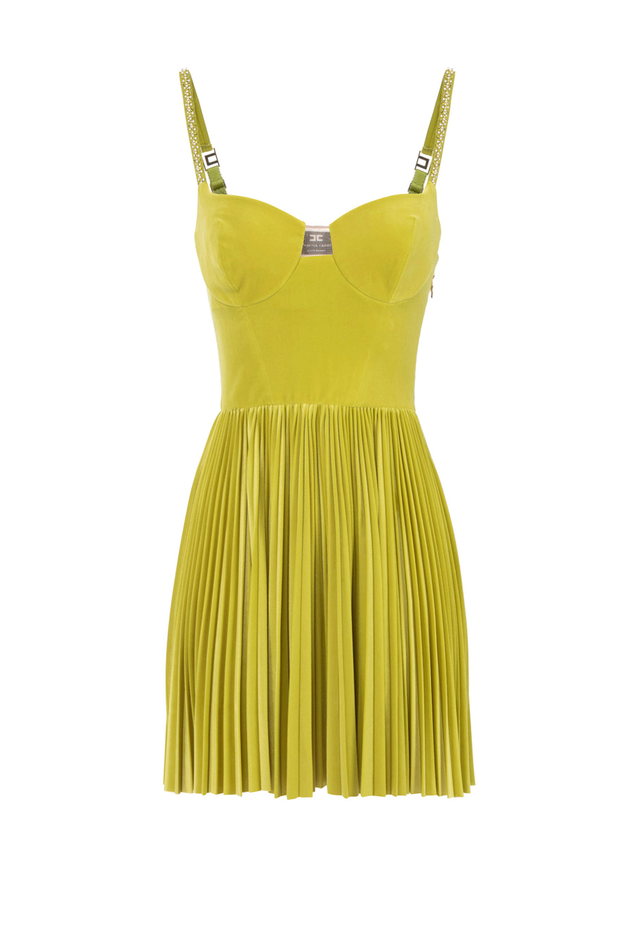 Miniabito in velluto con plissé - Elisabetta Franchi® Outlet