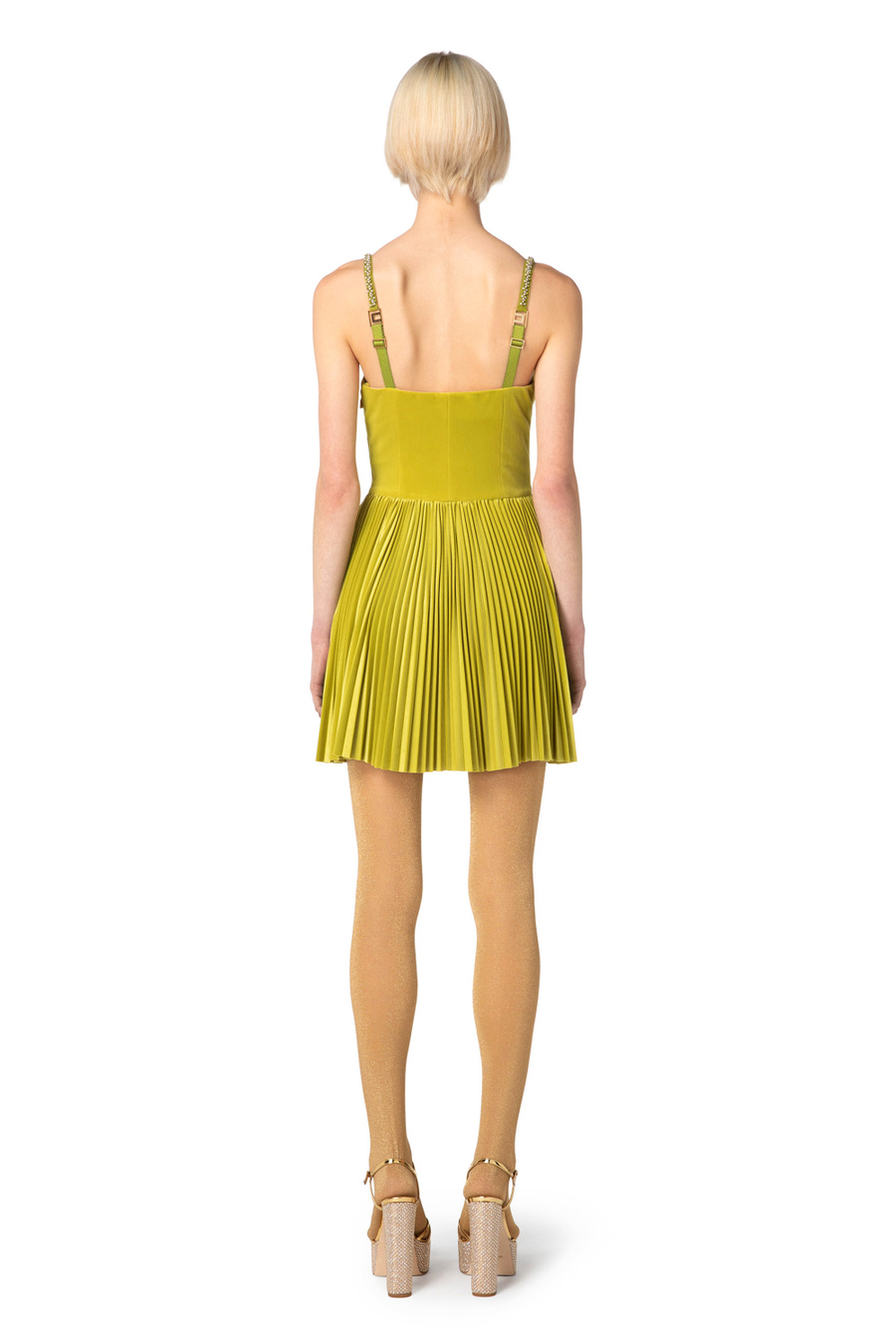 Miniabito in velluto con plissé - Elisabetta Franchi® Outlet
