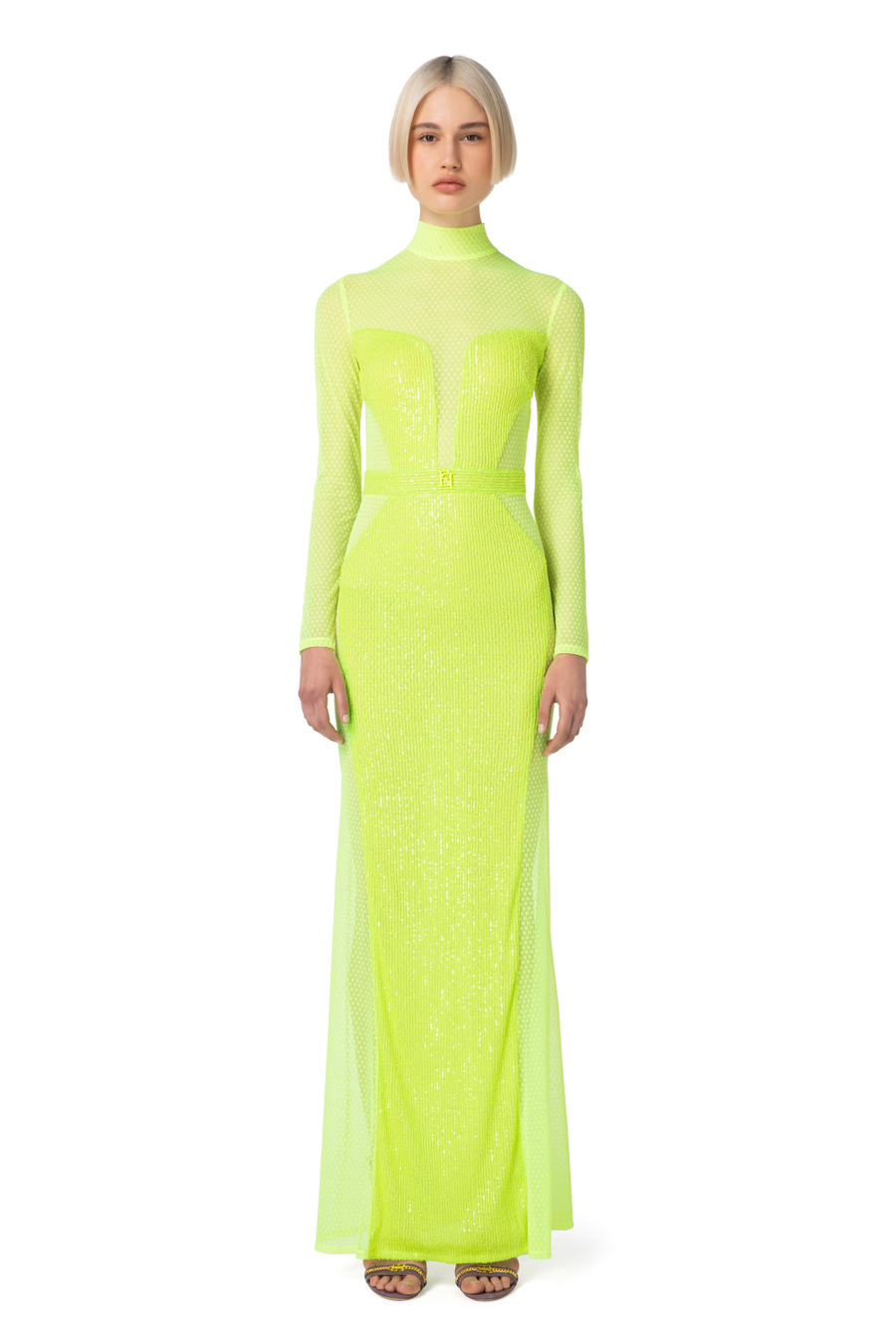 Abito red carpet in tulle e paillettes - Elisabetta Franchi® Outlet