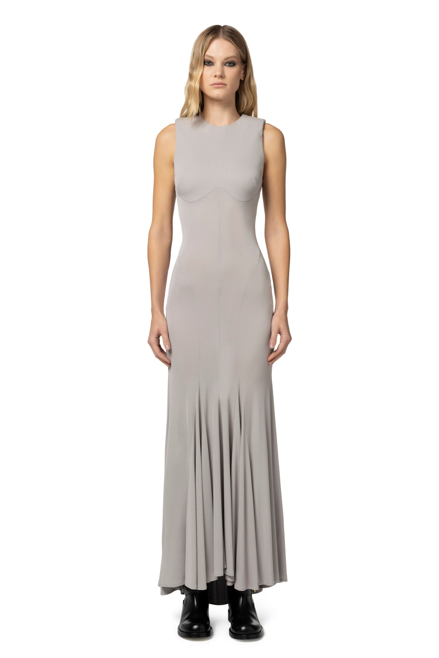 Abito lungo in jersey svasato al fondo - Elisabetta Franchi® Outlet