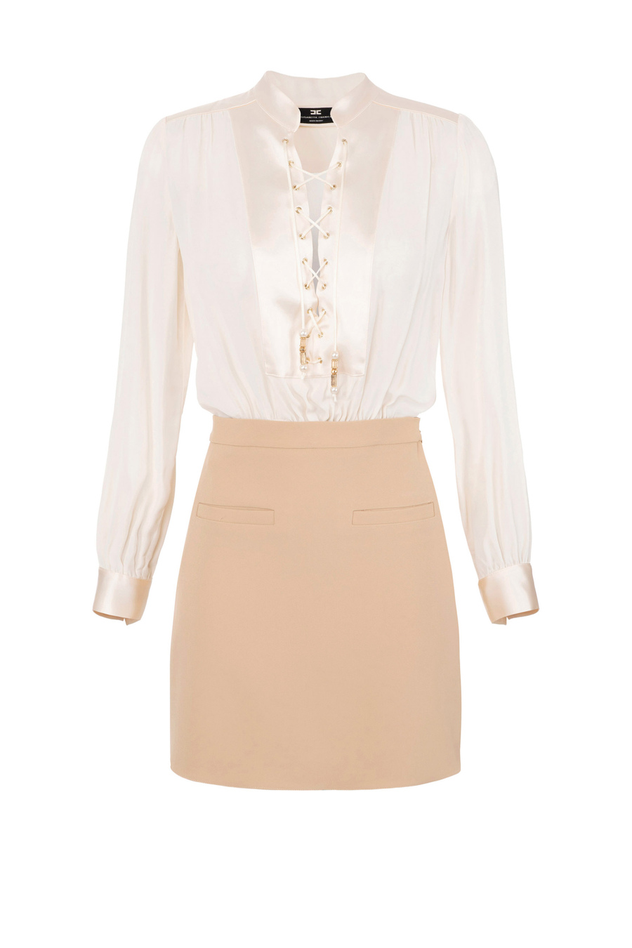 Miniabito in viscosa con pettorina - Elisabetta Franchi® Outlet