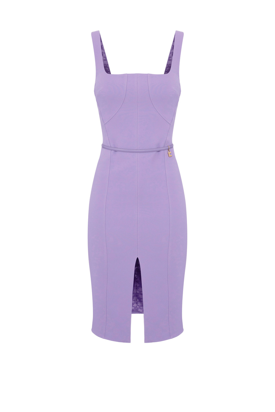 Sheath dress in stretch crêpe fabric with belt - Elisabetta Franchi® Outlet
