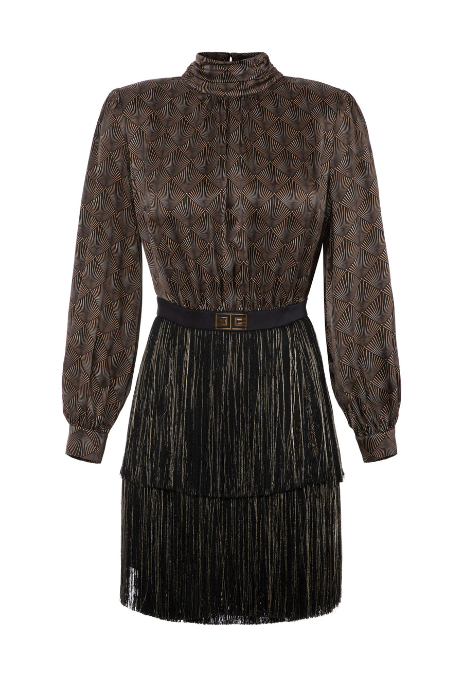 Mini-robe en soie avec franges - Elisabetta Franchi® Outlet