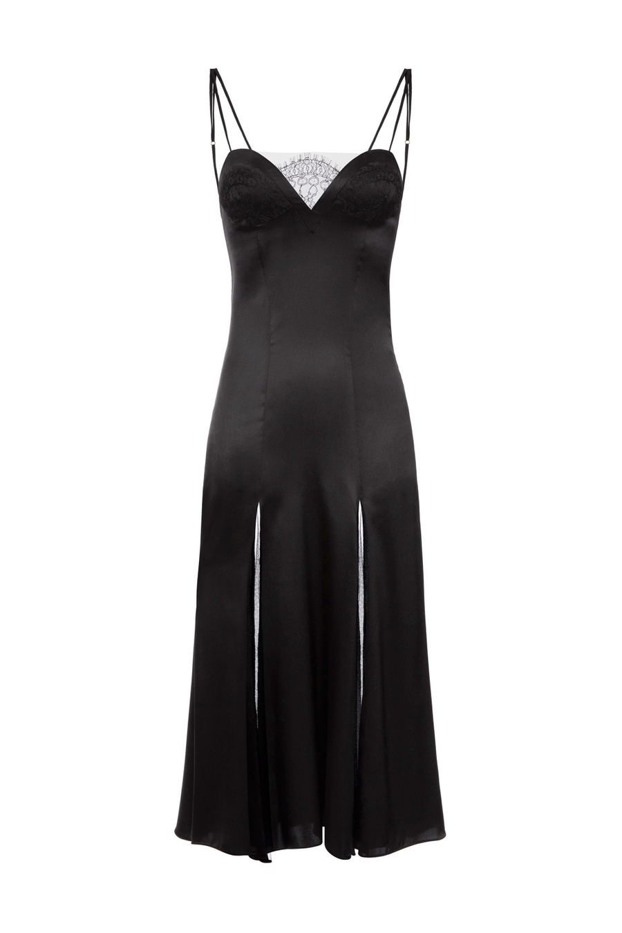 Abito midi in raso con pizzo - Elisabetta Franchi® Outlet