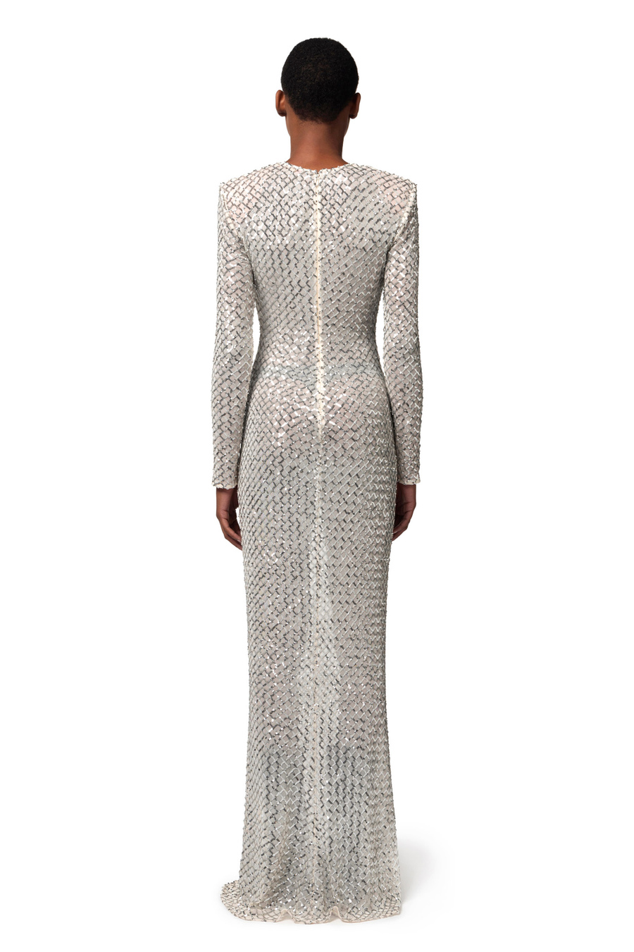 Red Carpet dress in herringbone pattern sequins - Elisabetta Franchi® Outlet
