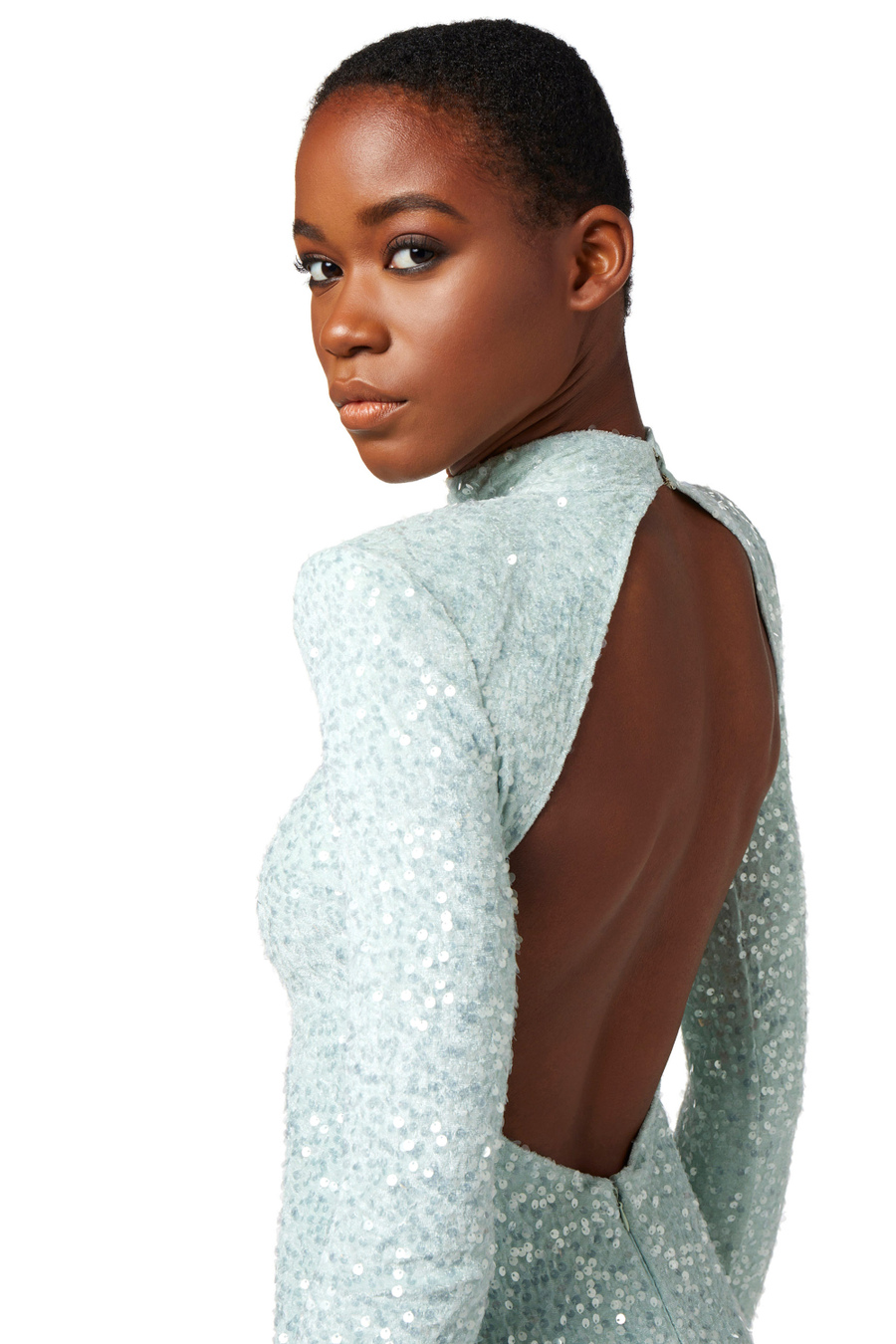 Mini-dress made of sequins with structured shoulders - Elisabetta Franchi® Outlet