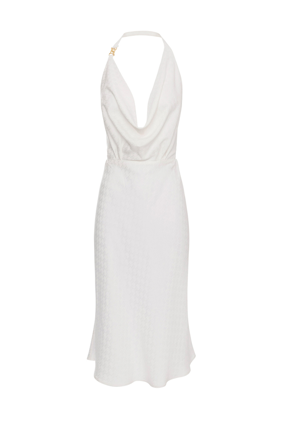 Midi dress in jacquard viscose fabric with neckline on the back - Elisabetta Franchi® Outlet