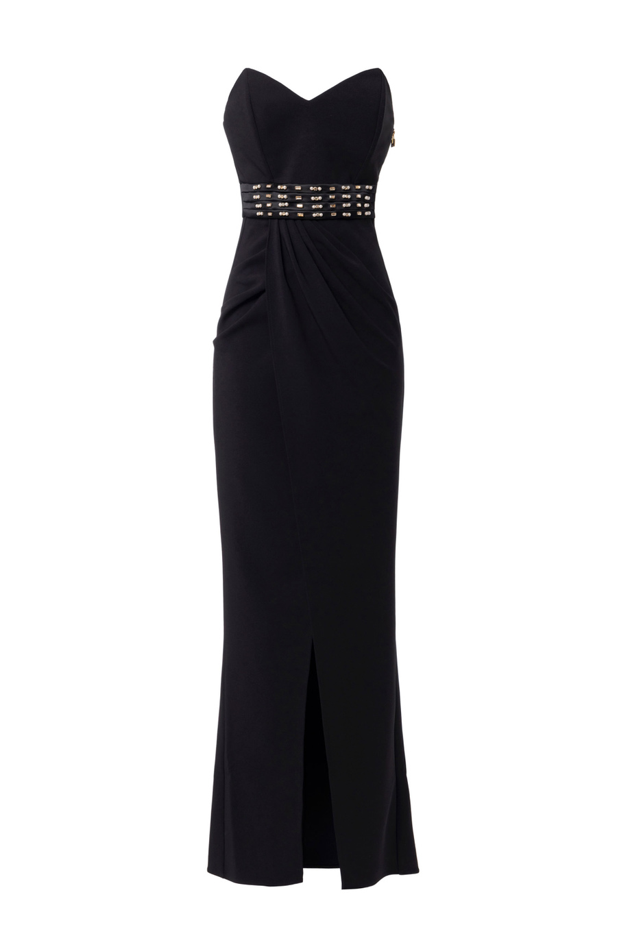 Abito in crêpe con ricamo in perle e strass - Elisabetta Franchi® Outlet