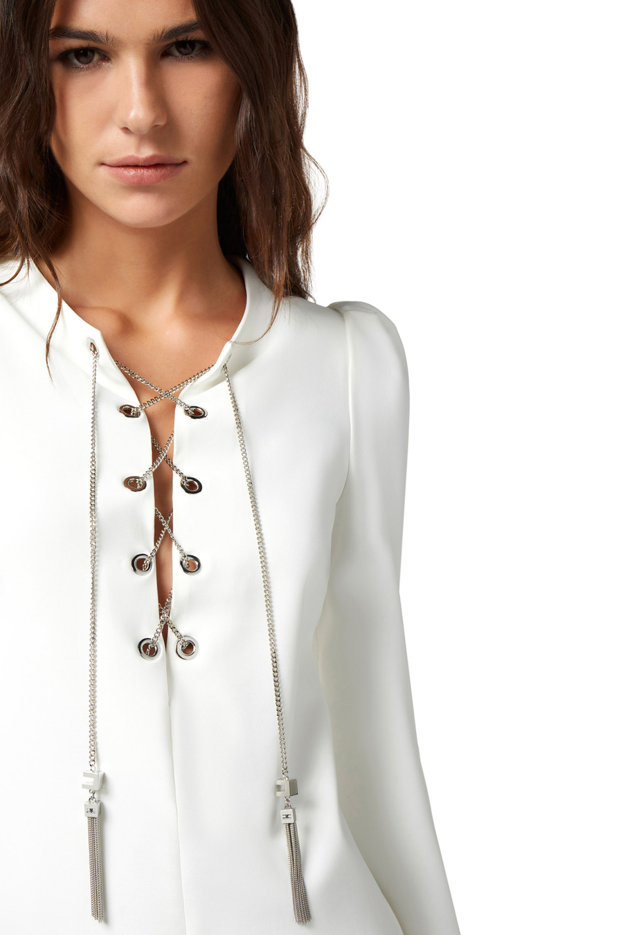Miniabito in tessuto tecnico con allacciatura criss cross - Elisabetta Franchi® Outlet
