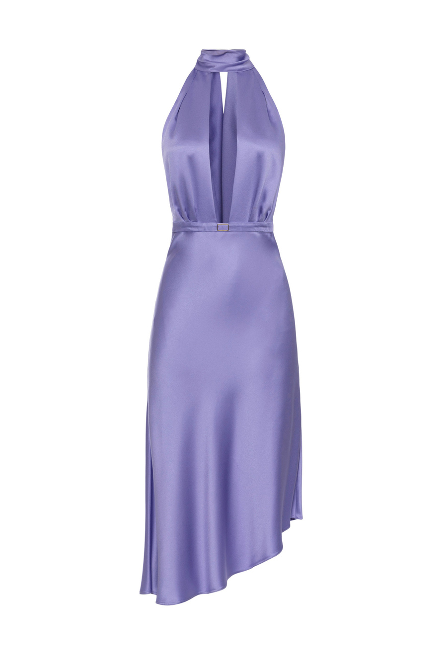 Midi dress made of satin with asymmetric skirt - Elisabetta Franchi® Outlet