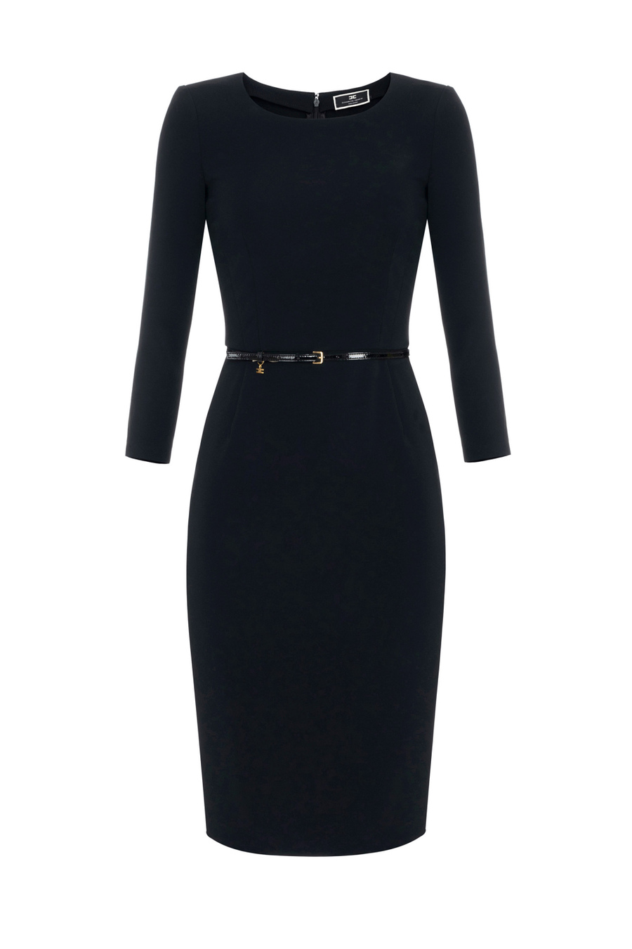 Technical fabric midi dress with belt - Elisabetta Franchi® Outlet