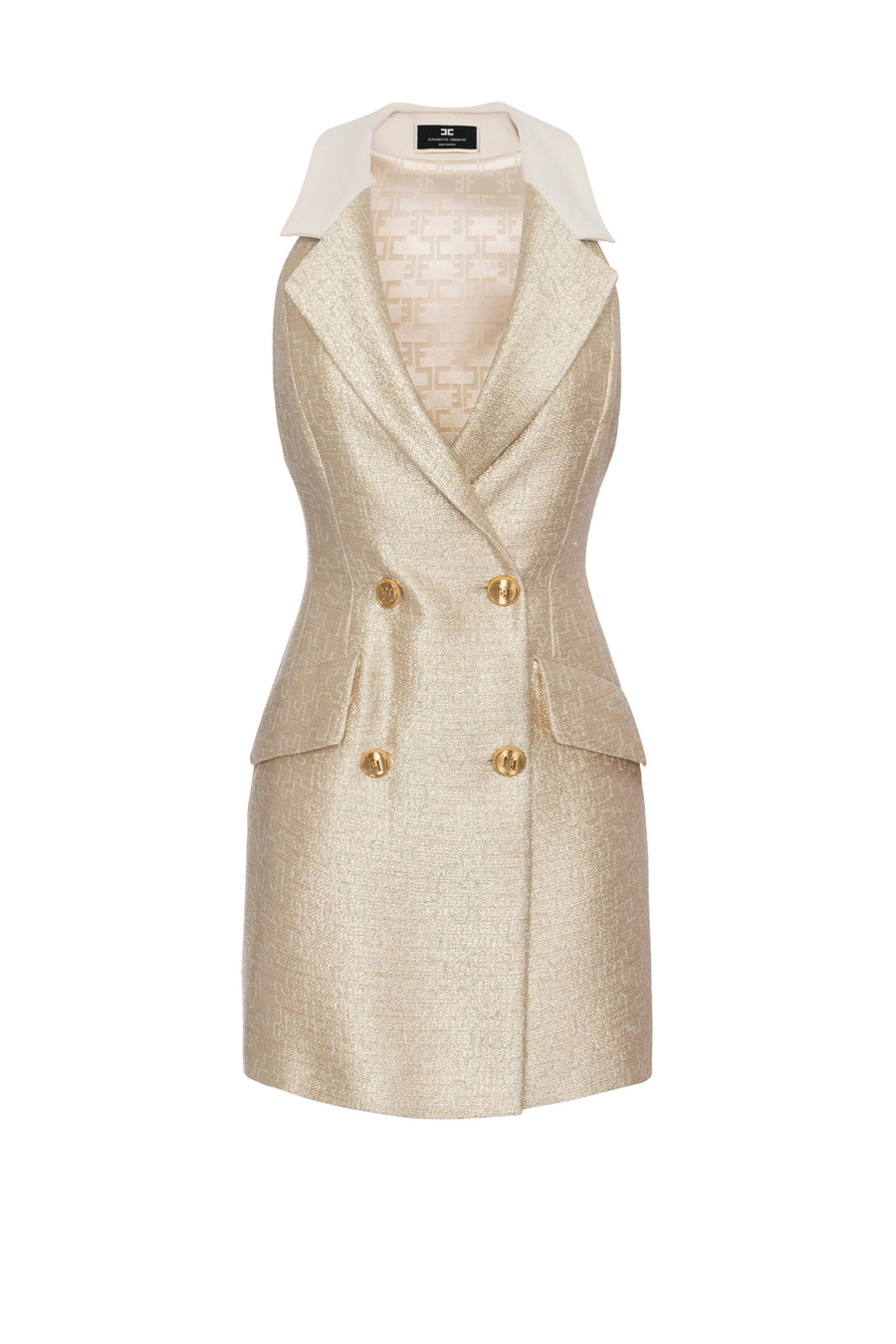 Sleeveless lurex tweed coat dress - Elisabetta Franchi® Outlet