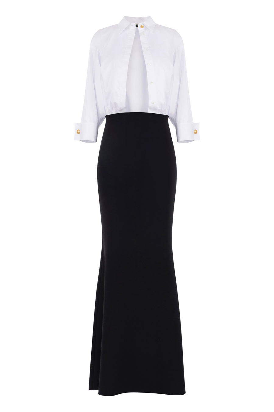 Combined red carpet dress in cotton and crêpe - Elisabetta Franchi® Outlet
