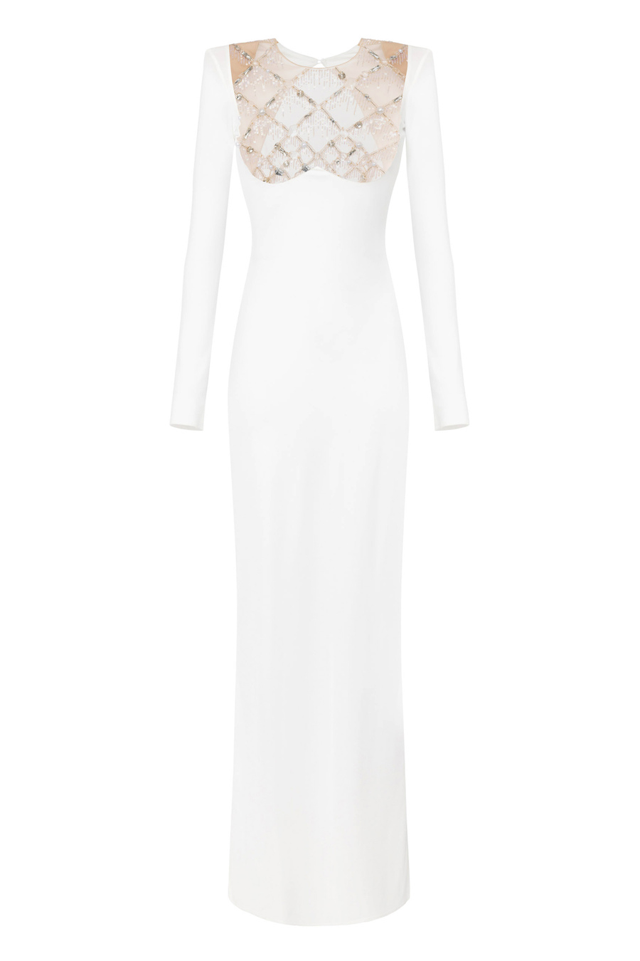 Red Carpet dress in jersey with embroidered bib - Elisabetta Franchi® Outlet