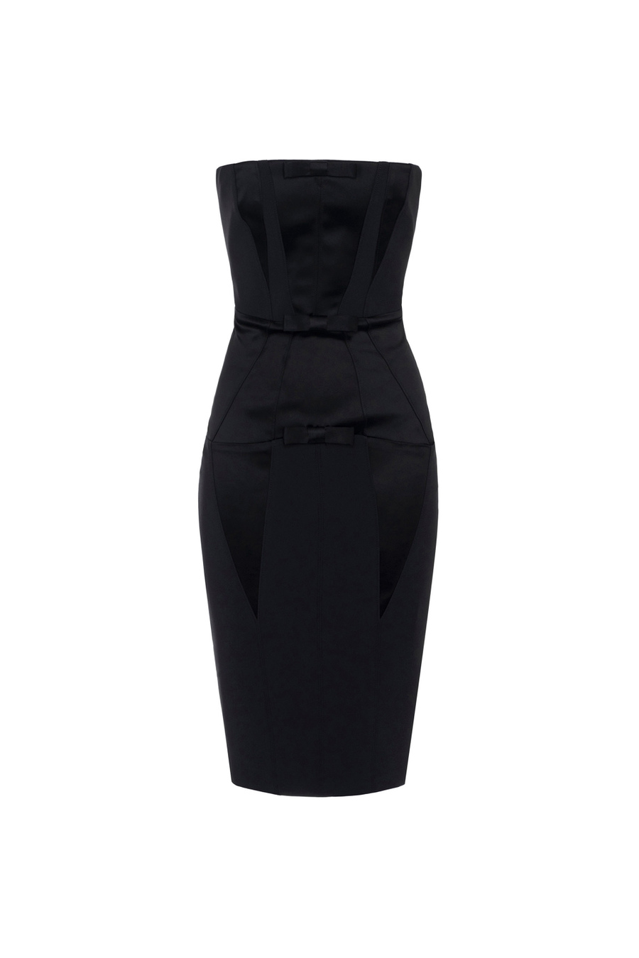 Midi dress in crêpe fabric with satin bows - Elisabetta Franchi® Outlet