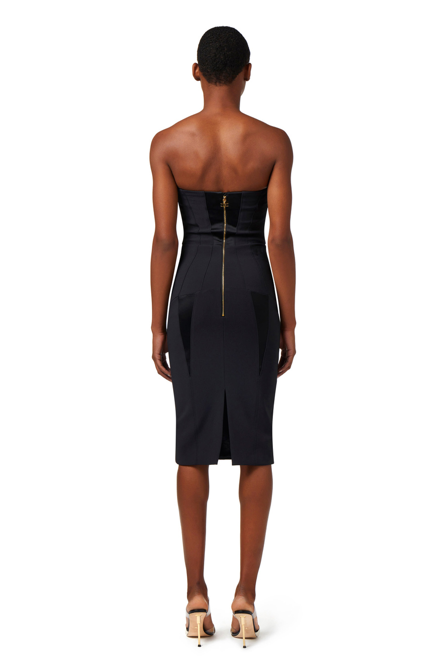 Midi dress in crêpe fabric with satin bows - Elisabetta Franchi® Outlet