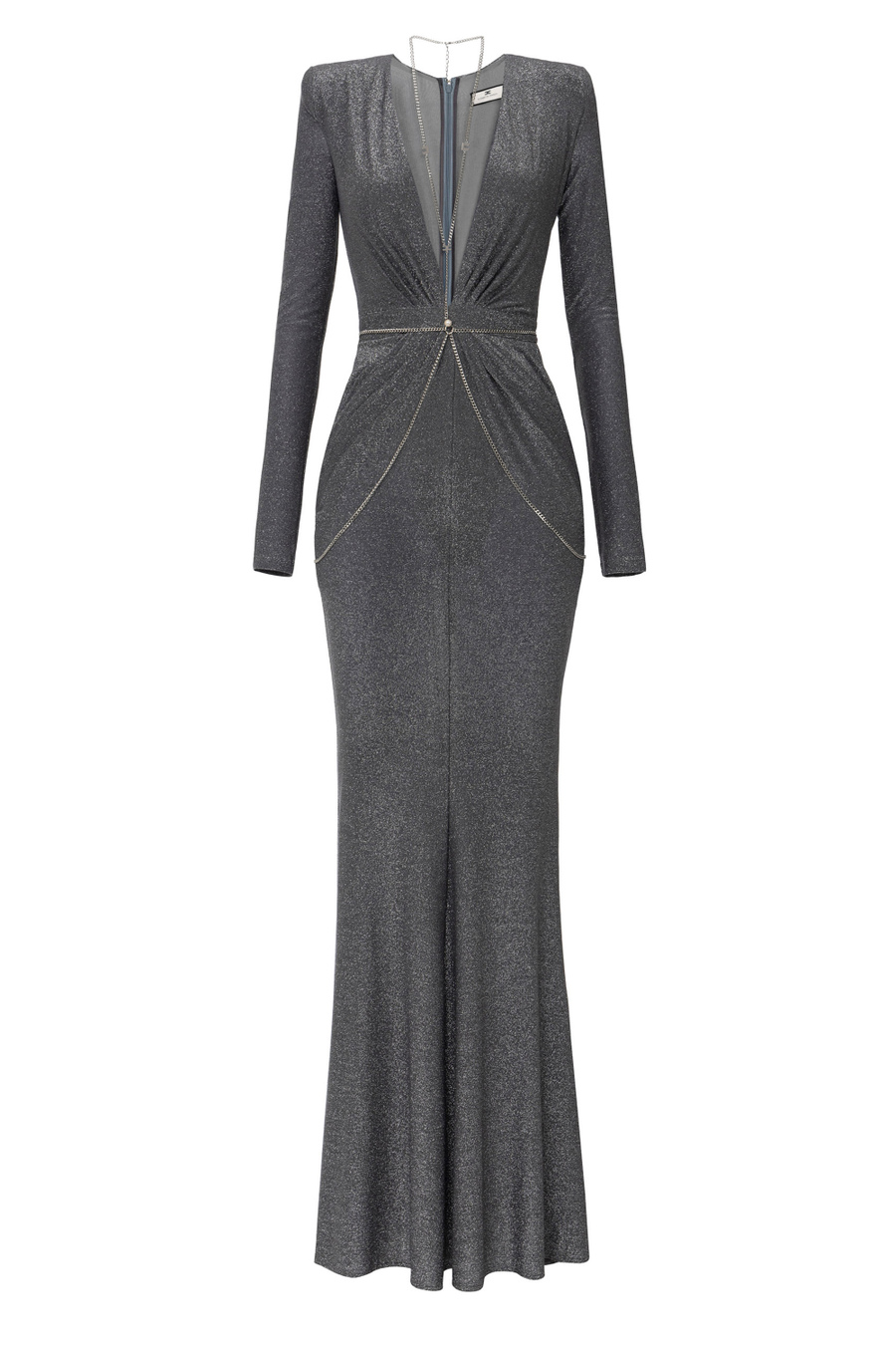 Red carpet dress in lurex jersey with body chain - Elisabetta Franchi® Outlet