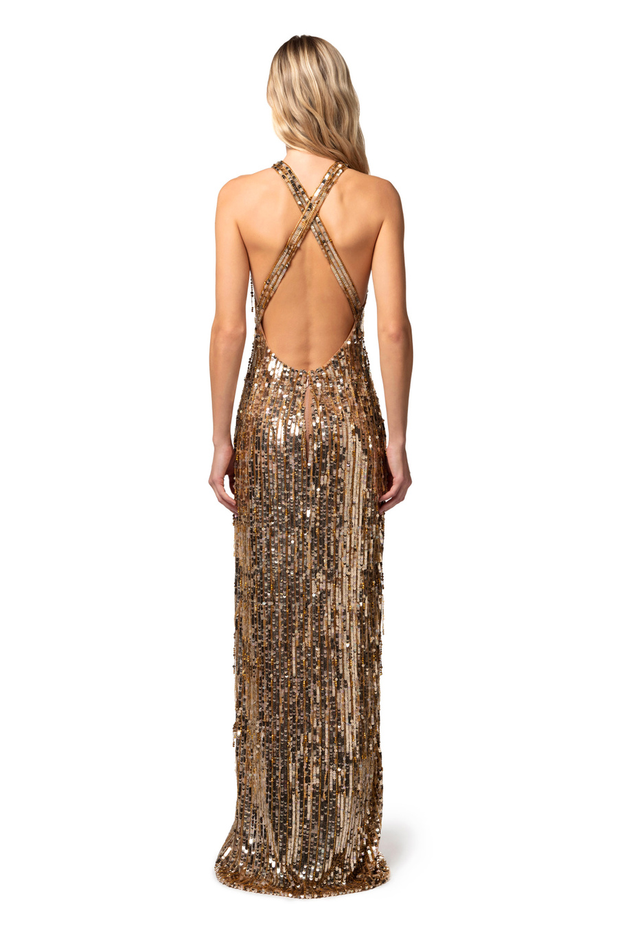 Vestido Red Carpet con flecos de perlas y lentejuelas - Elisabetta Franchi® Outlet