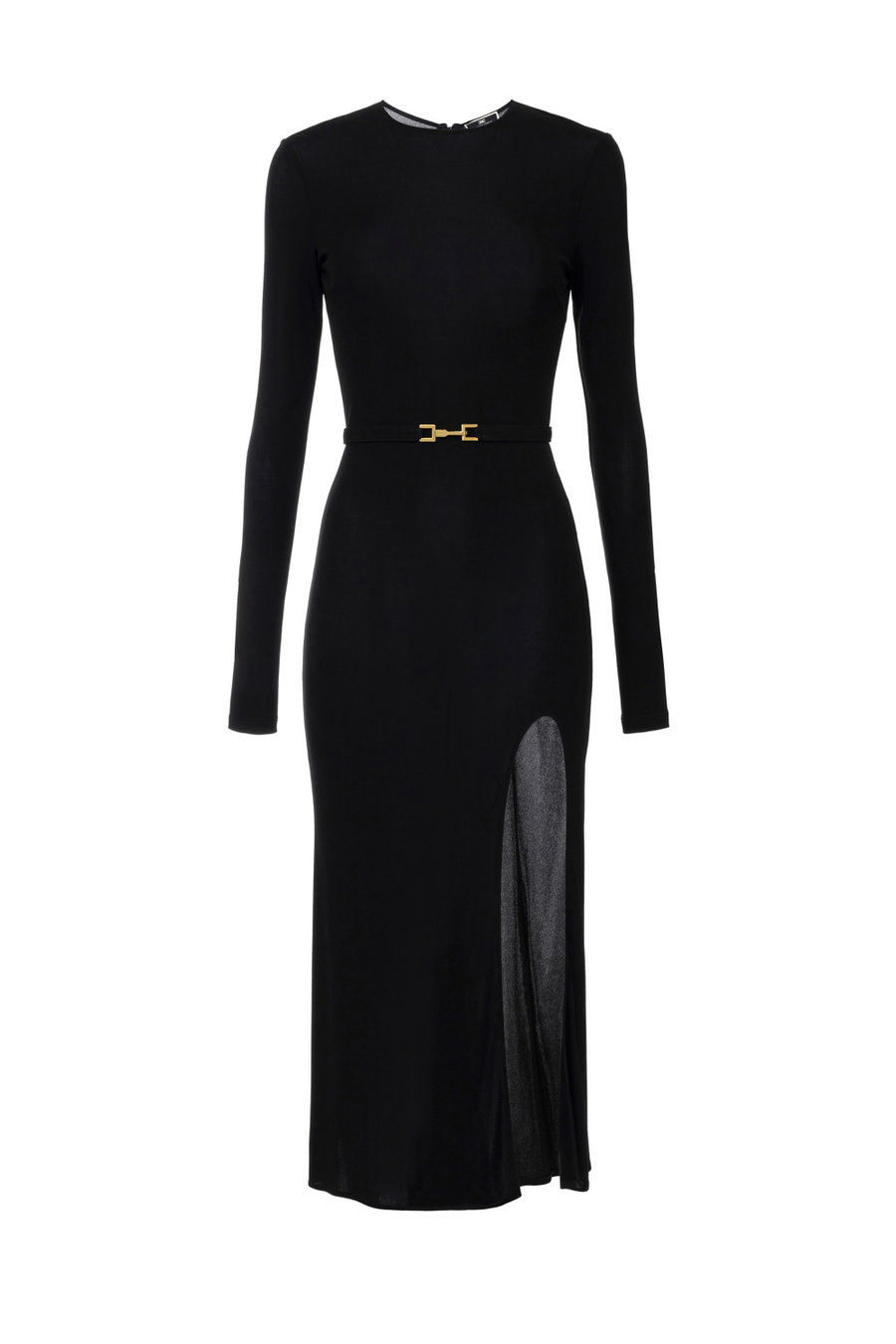 Jersey midi dress with belt - Elisabetta Franchi® Outlet