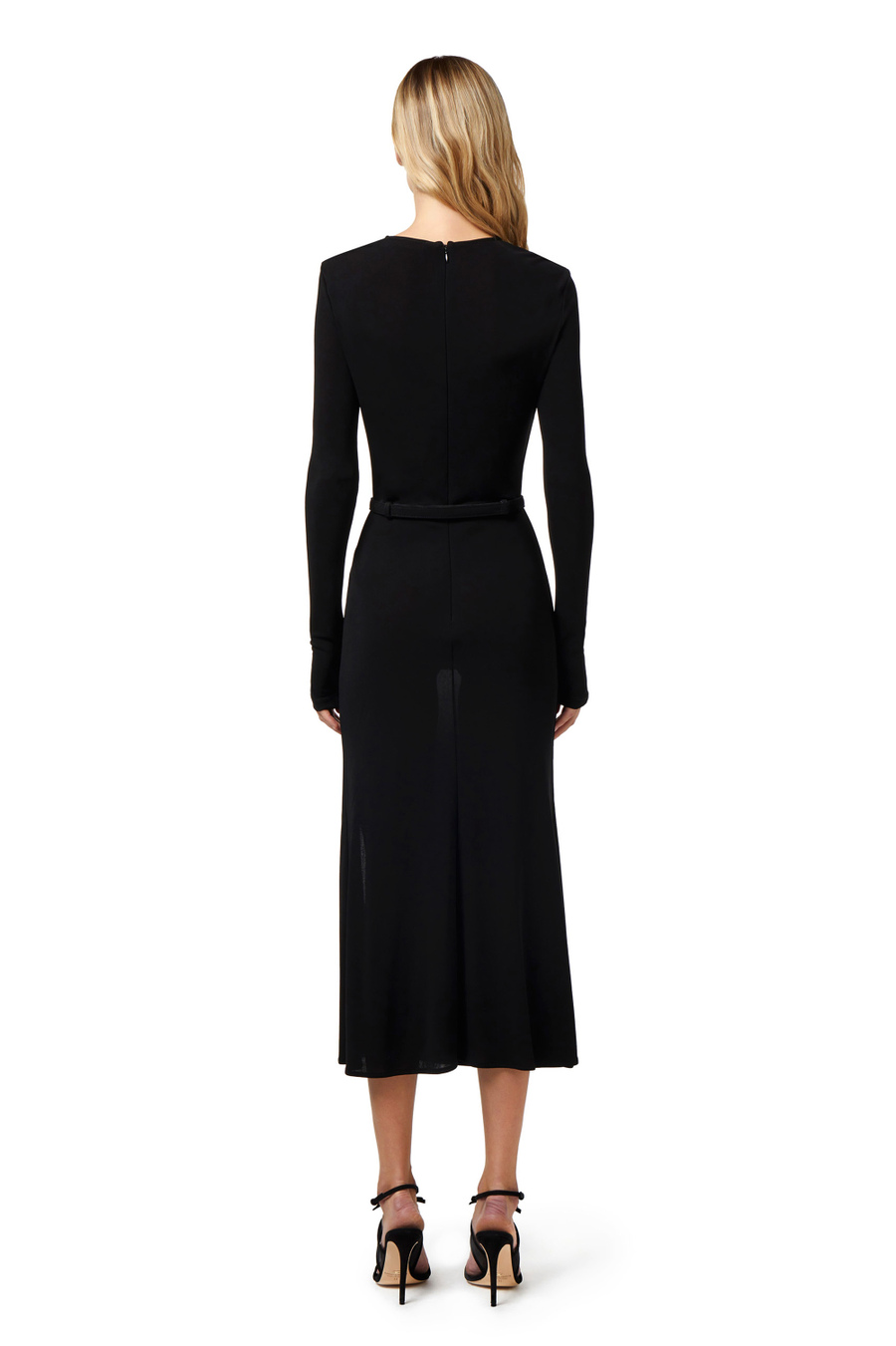Jersey midi dress with belt - Elisabetta Franchi® Outlet