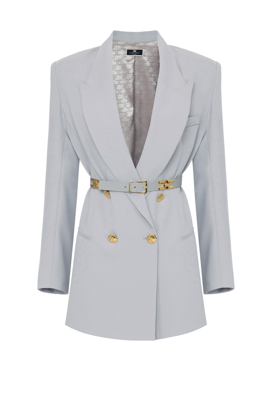 Coat dress in crêpe fabric with belt - Elisabetta Franchi® Outlet