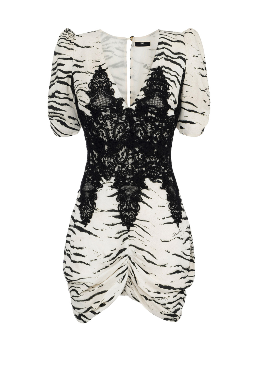 Mini-dress in viscose georgette fabric with animal print - Elisabetta Franchi® Outlet