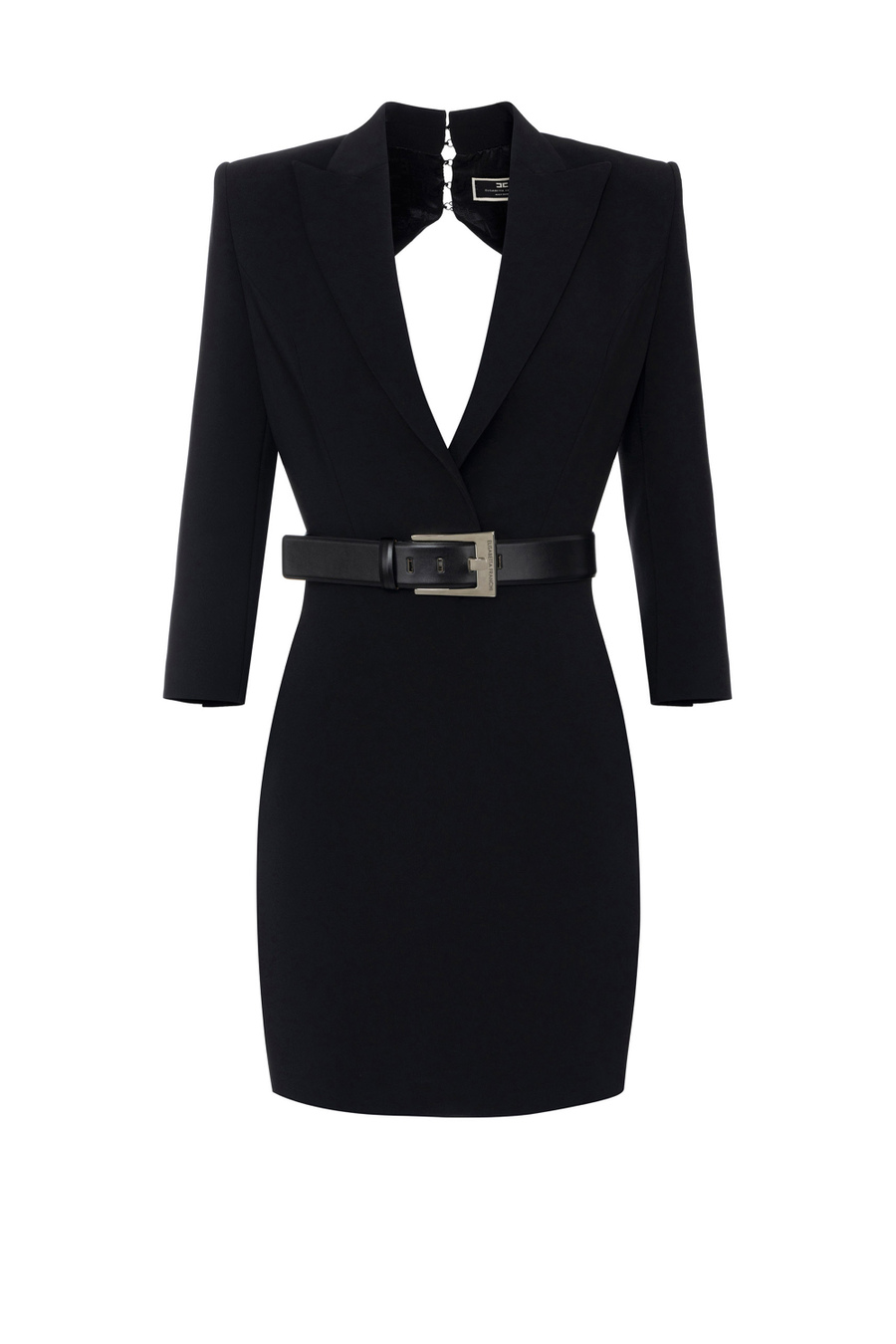Coat dress in crêpe fabric with back cut-out - Elisabetta Franchi® Outlet