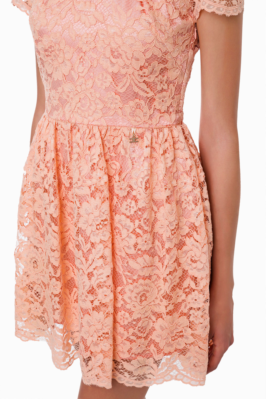 Kurzes Kleid aus Rebrodé-Spitze - Elisabetta Franchi® Outlet