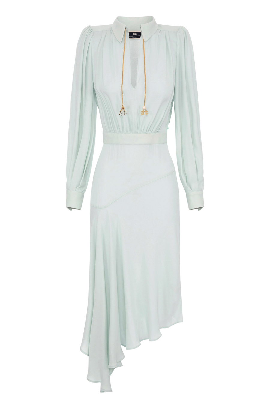 Asymmetric shirt-dress in georgette fabric - Elisabetta Franchi® Outlet