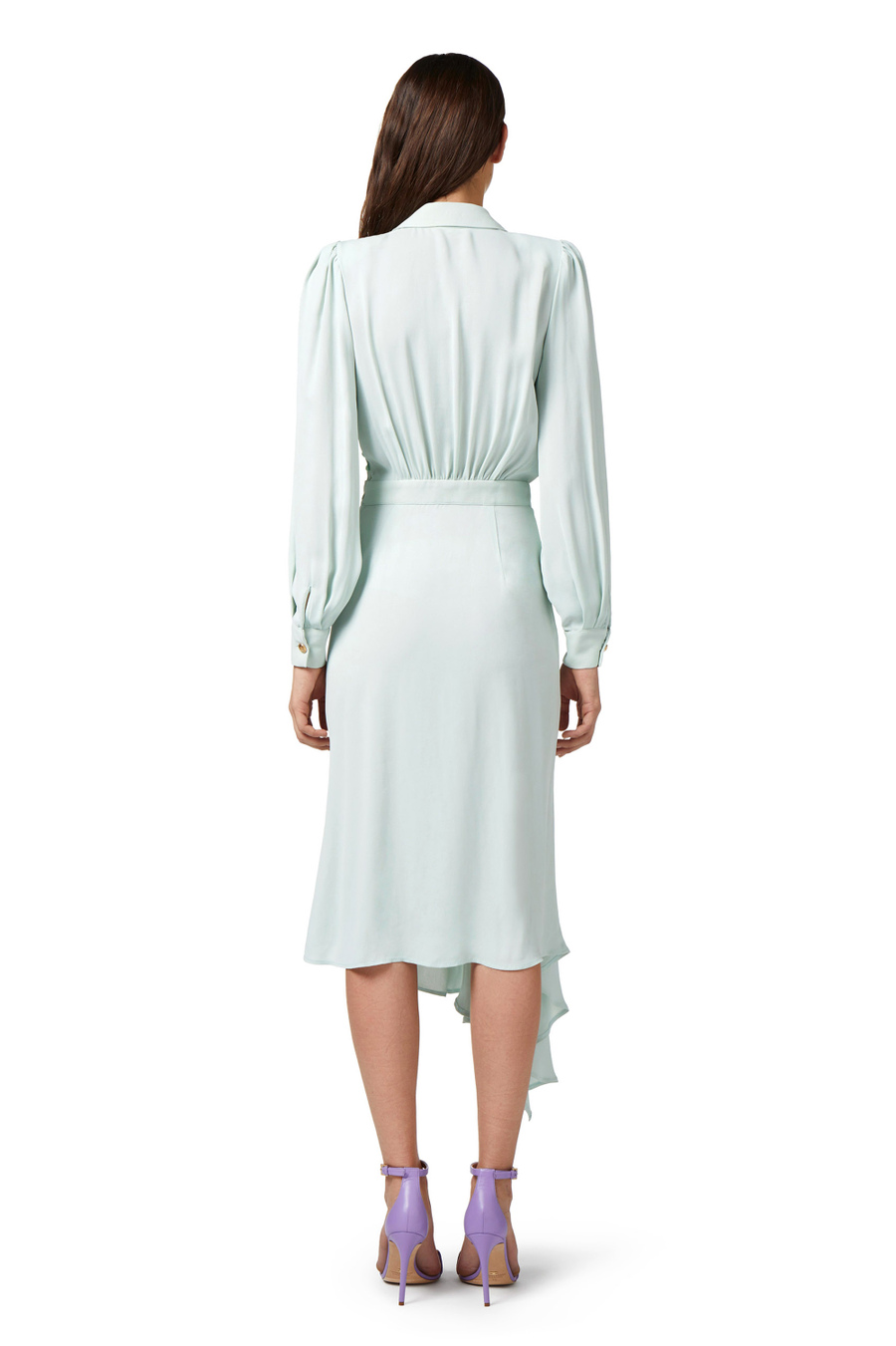 Asymmetric shirt-dress in georgette fabric - Elisabetta Franchi® Outlet