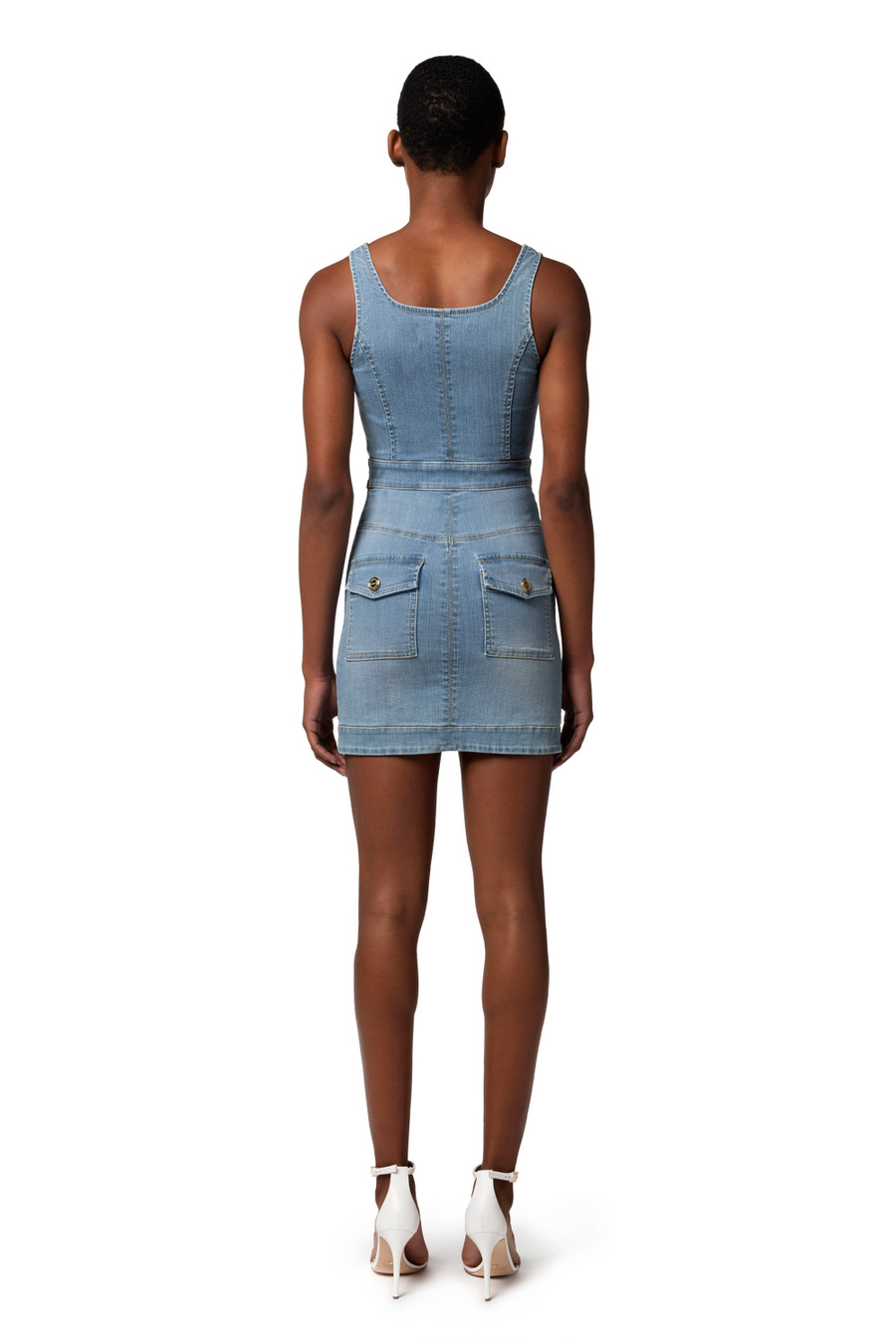 Miniabito in denim con abbottonatura - Elisabetta Franchi® Outlet