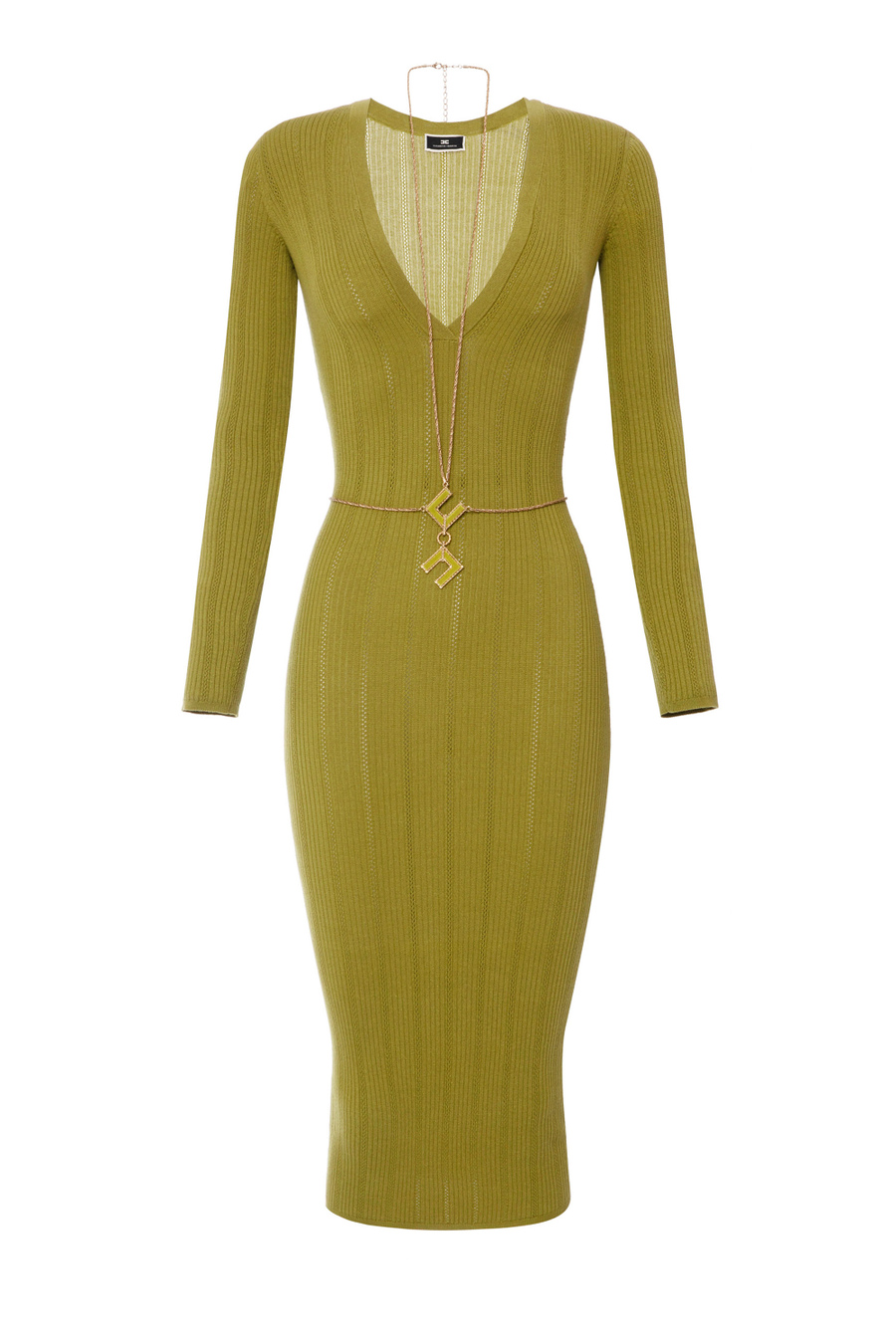 Robe mi-mollet en tricot avec collier - Elisabetta Franchi® Outlet