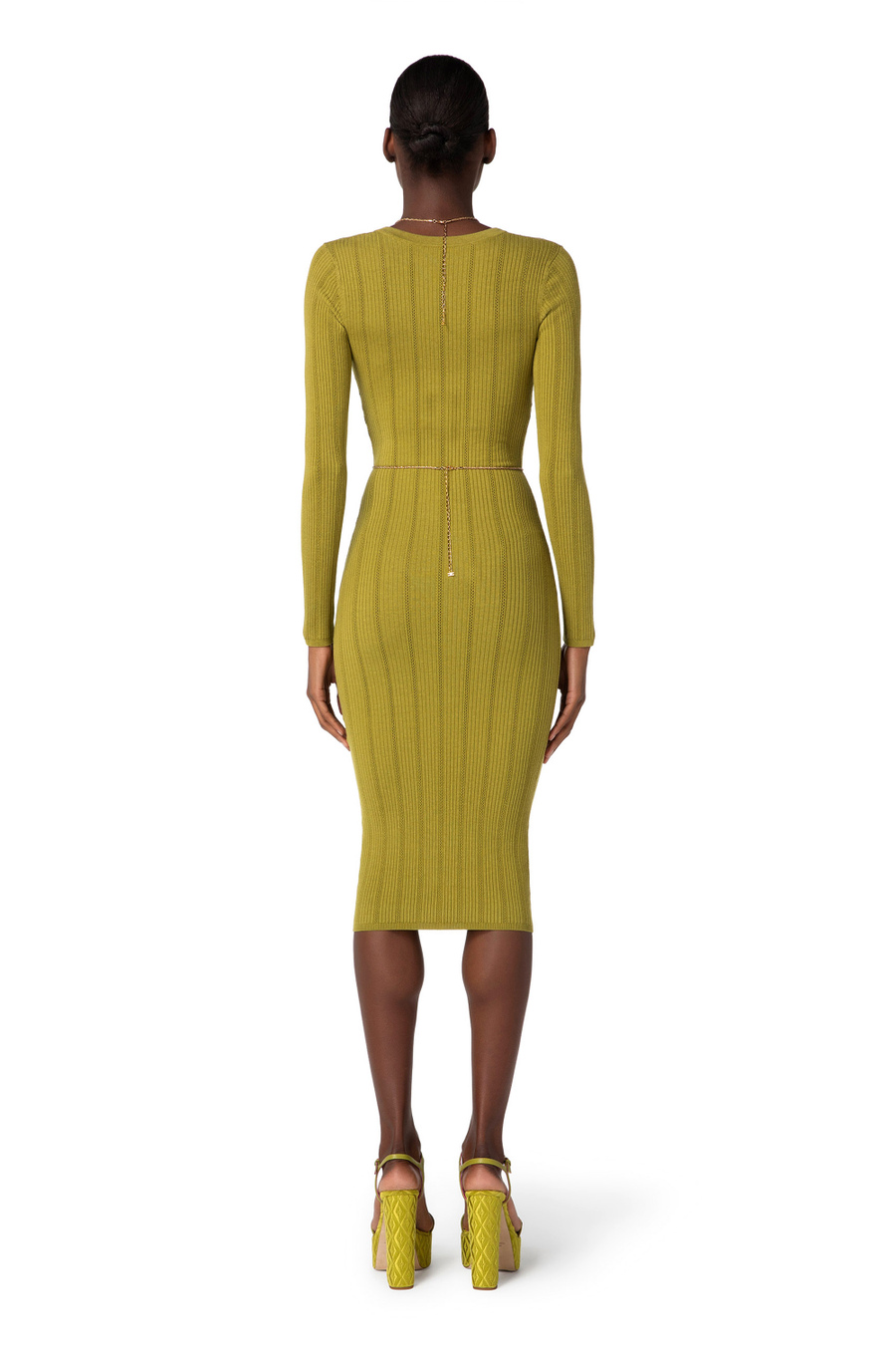 Robe mi-mollet en tricot avec collier - Elisabetta Franchi® Outlet