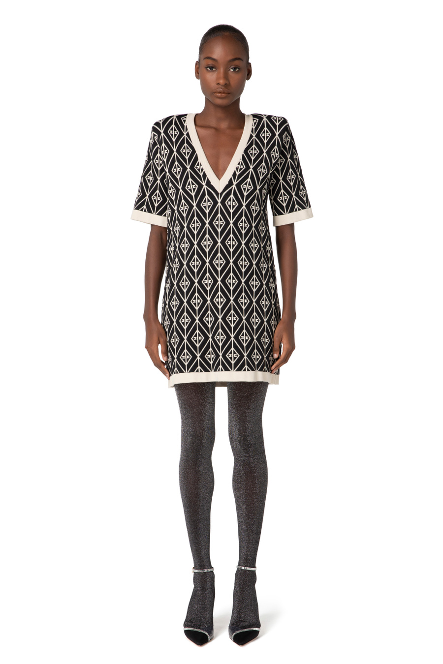 Mini-robe en tricot avec motif losanges - Elisabetta Franchi® Outlet