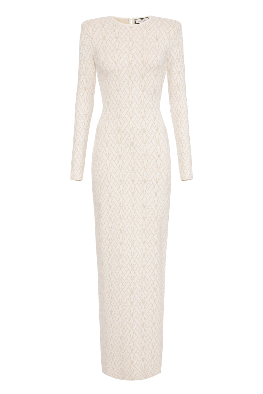 Red carpet dress in viscose and lurex with geometric motif - Elisabetta Franchi® Outlet