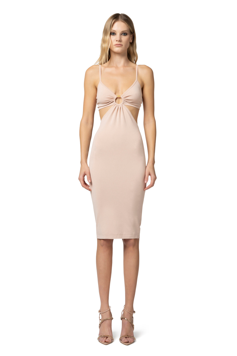 Viscose midi dress with ring - Elisabetta Franchi® Outlet