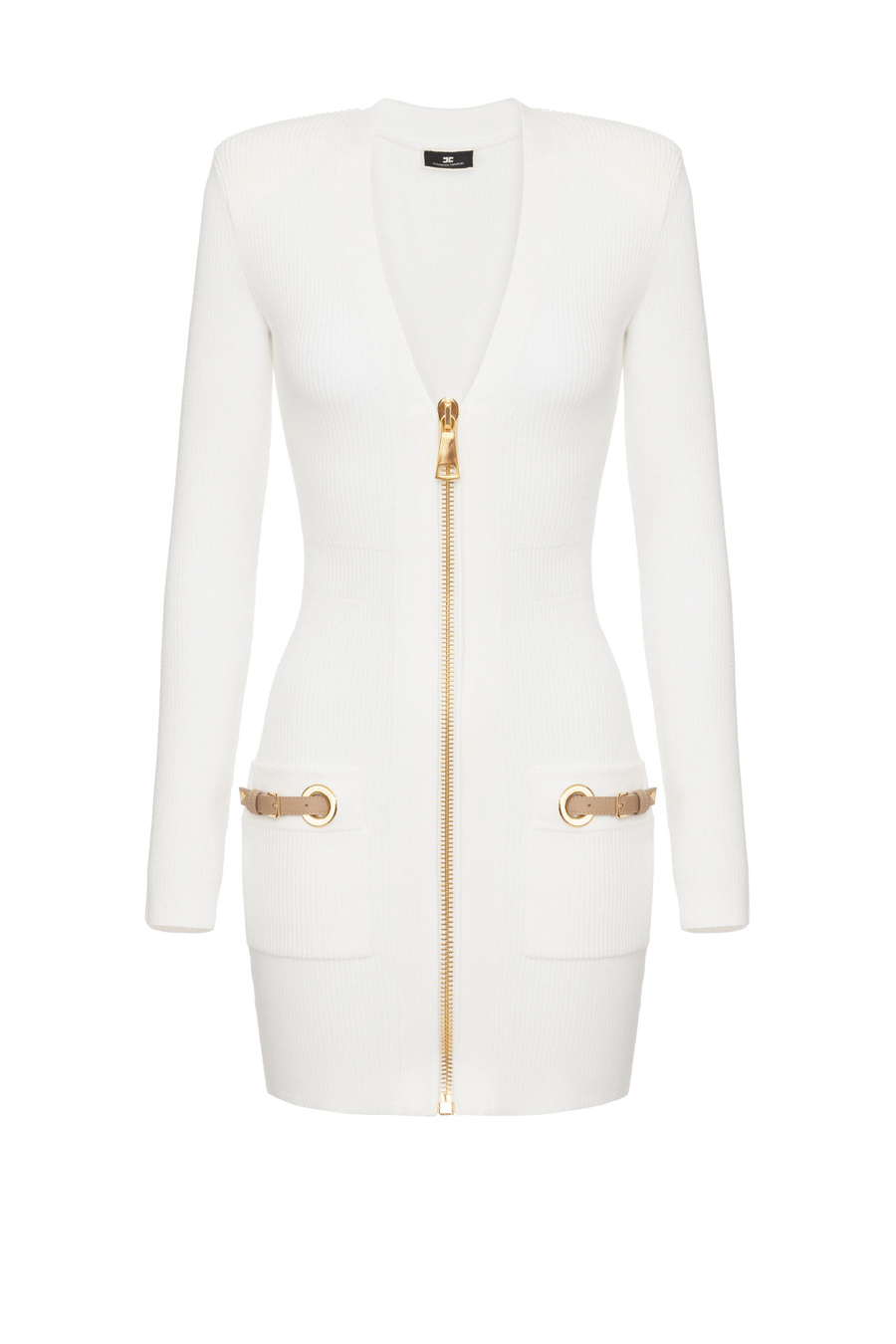 Viscose mini-dress with straps on the pockets - Elisabetta Franchi® Outlet