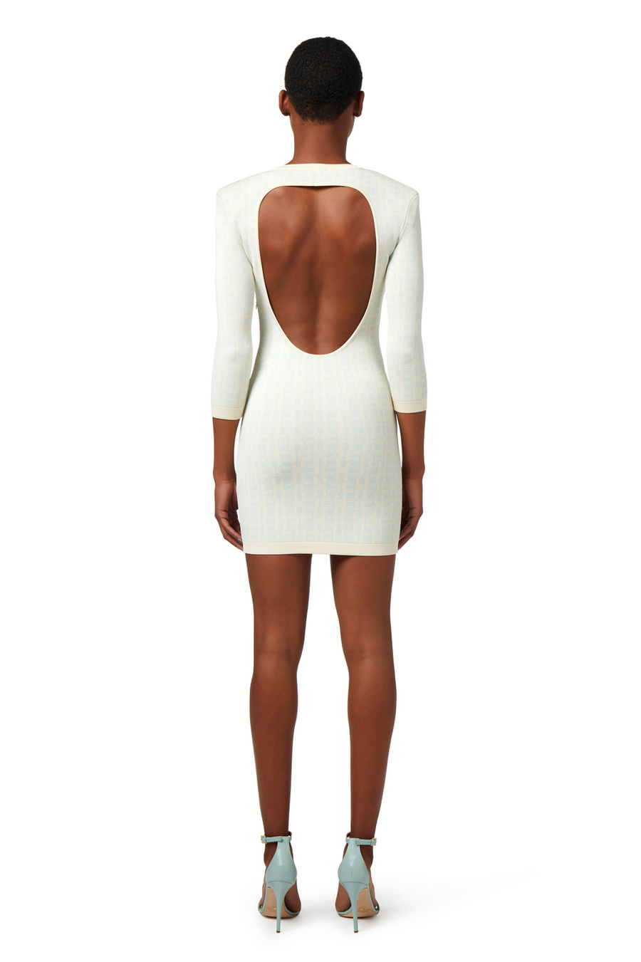Jacquard viscose mini-dress with back cut-out - Elisabetta Franchi® Outlet