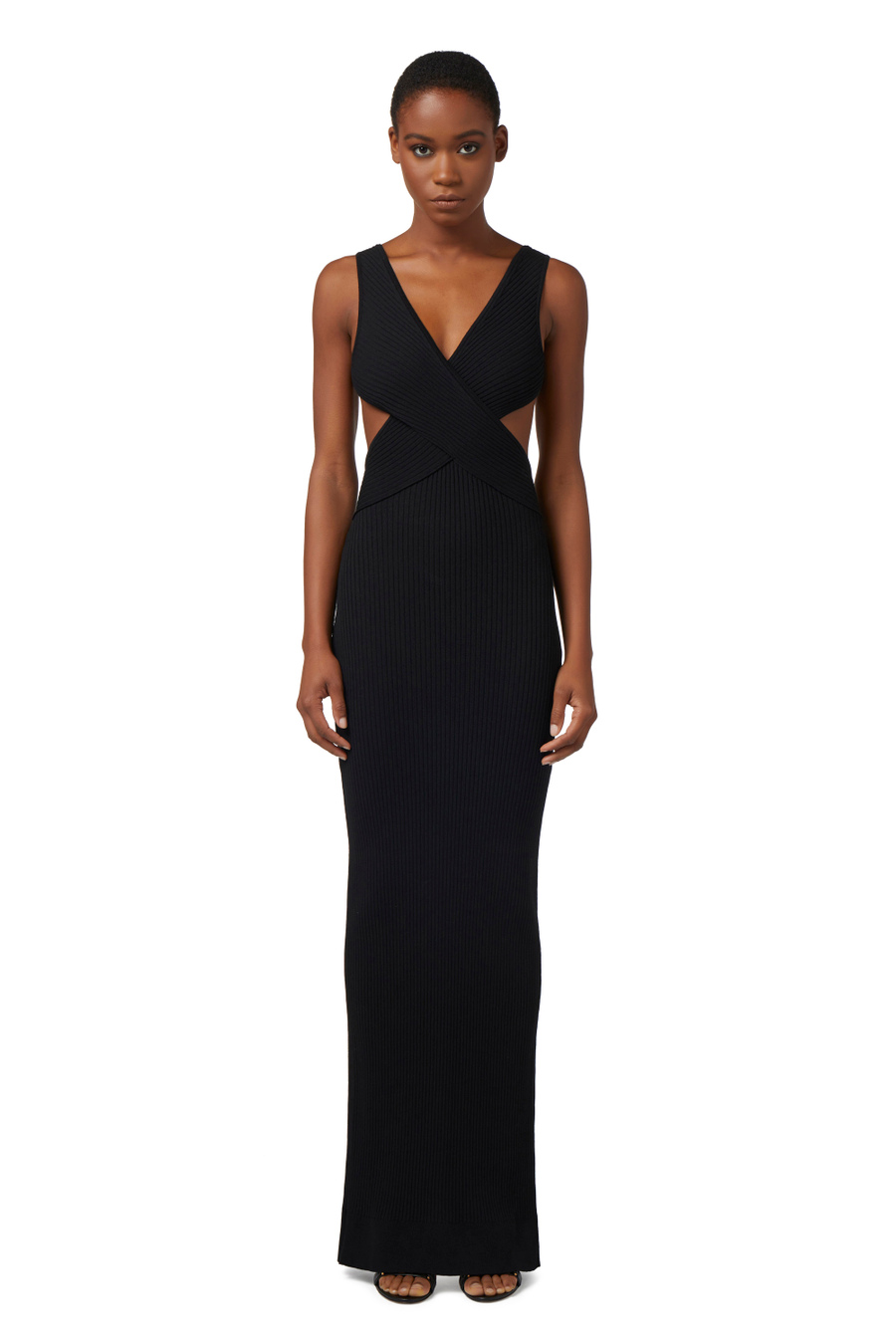 Ribbed viscose red carpet dress with back cut-out - Elisabetta Franchi® Outlet